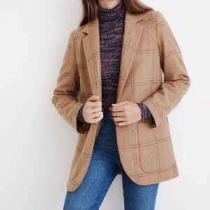 Madewell Larsen Blazer in Windowpane Camel